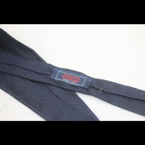 Tie American traditions made in U.S.A. Dark blue thiner 100% silk - Picture 5 of 5